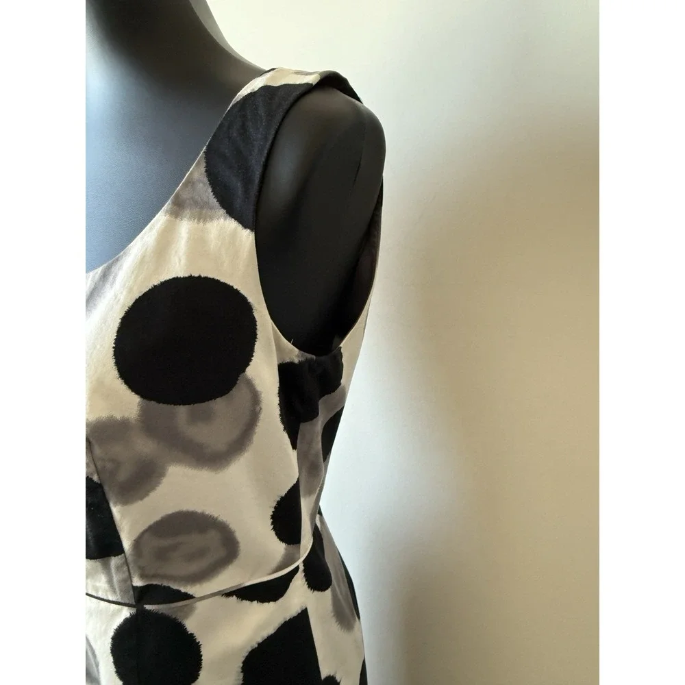 Ann Taylor Women's 4 Polka Dot Bold Mod Sleeveless Sheath Dress Black White NWOT - Picture 5 of 13